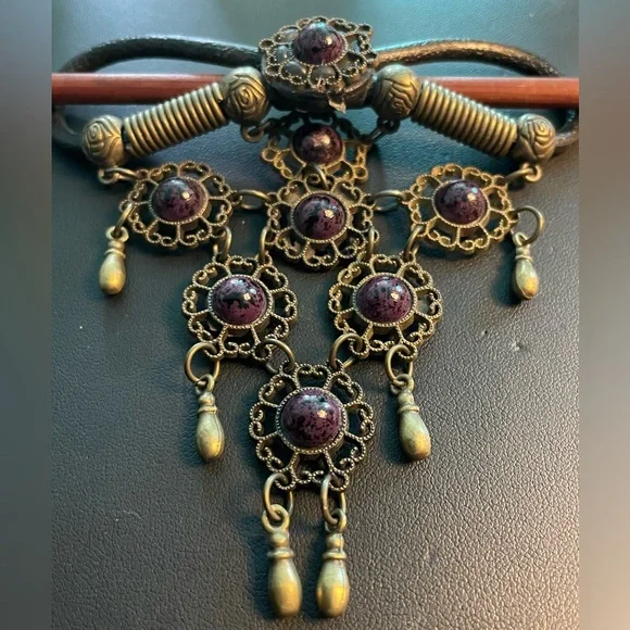 Vintage Bohemian Style Bun Maker Barrette influenced by Tibetan Victorian style - Picture 5 of 7